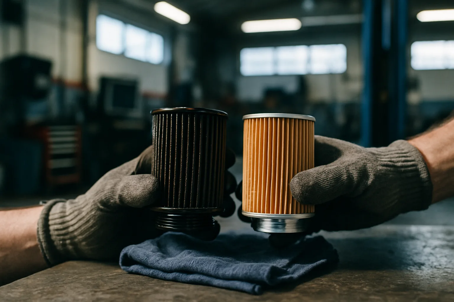 Used and new oil filters comparison